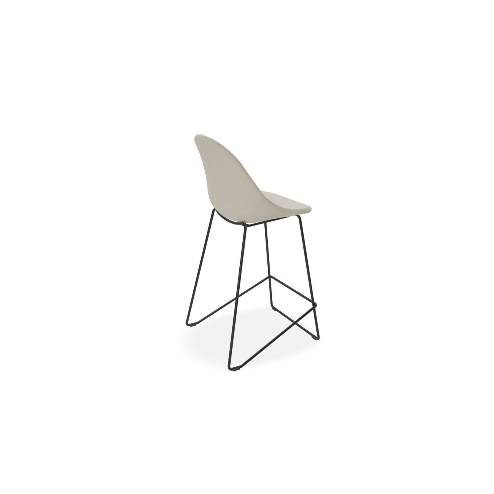 Pebble Fabric Light Grey Upholstered Stool - Counter Stool 65cm Seat - White Frame gallery detail image