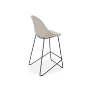 Pebble Fabric Light Grey Upholstered Stool - Bar Stool 75cm Seat - White Frame gallery detail image