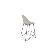 Pebble Fabric Light Grey Upholstered Stool - Counter Stool 65cm Seat - Black Frame gallery detail image