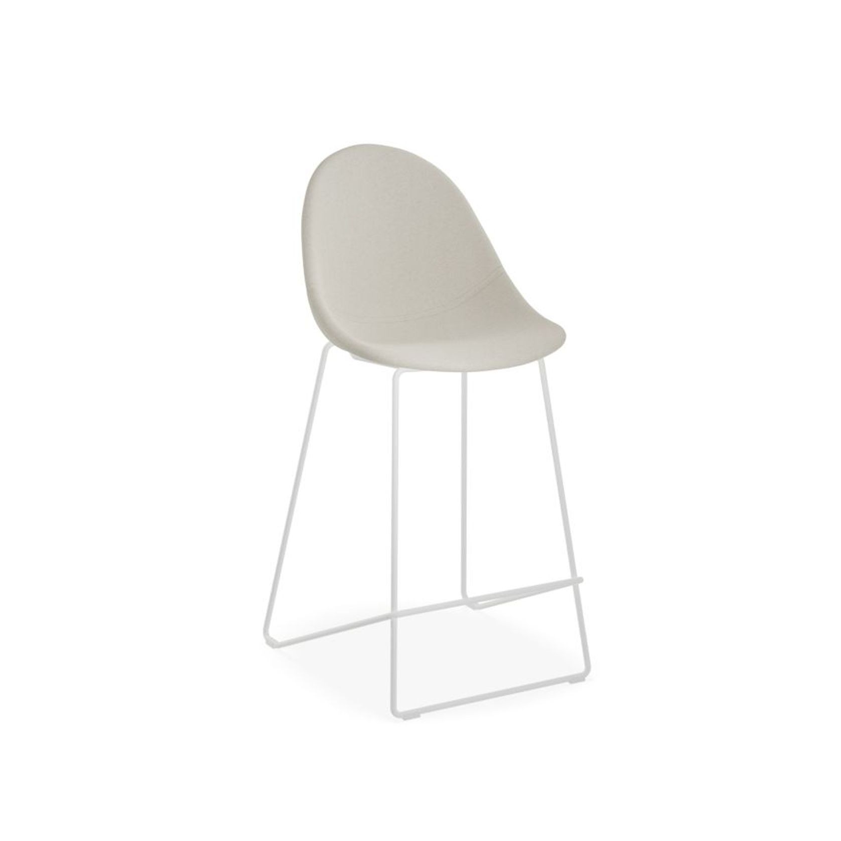 Pebble Fabric Light Grey Upholstered Stool - Counter Stool 65cm Seat - White Frame gallery detail image