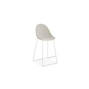 Pebble Fabric Light Grey Upholstered Stool - Counter Stool 65cm Seat - White Frame gallery detail image