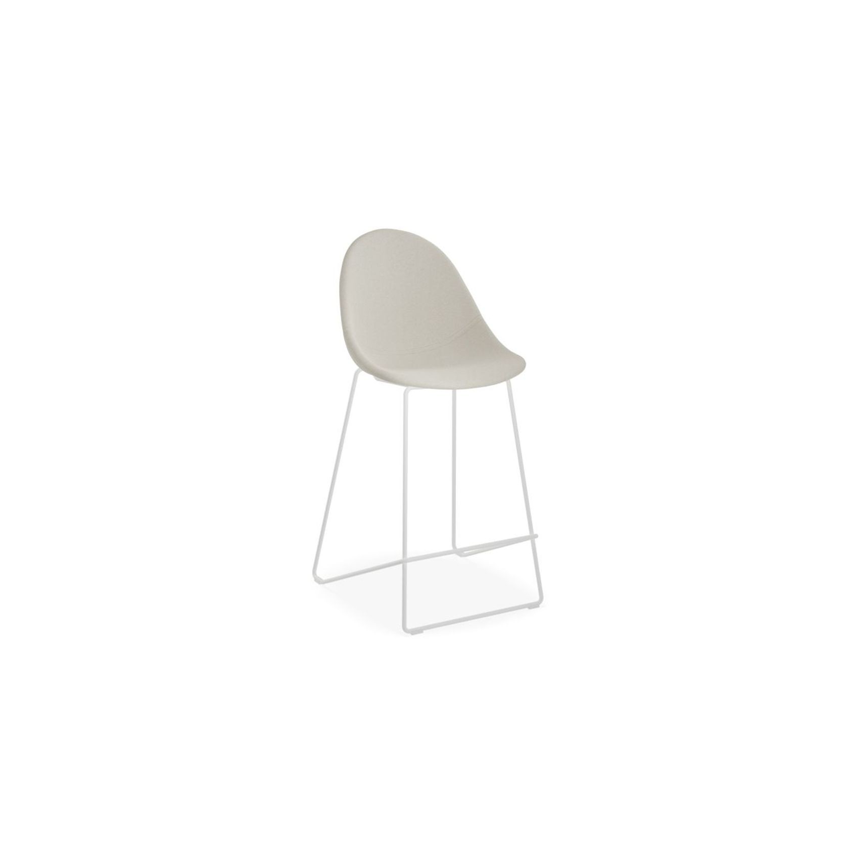 Pebble Fabric Light Grey Upholstered Stool - Bar Stool 75cm Seat - White Frame gallery detail image