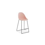 Pebble Soft Pink Stool Shell Seat - Bar Stool 75cm Seat Height - White Frame gallery detail image