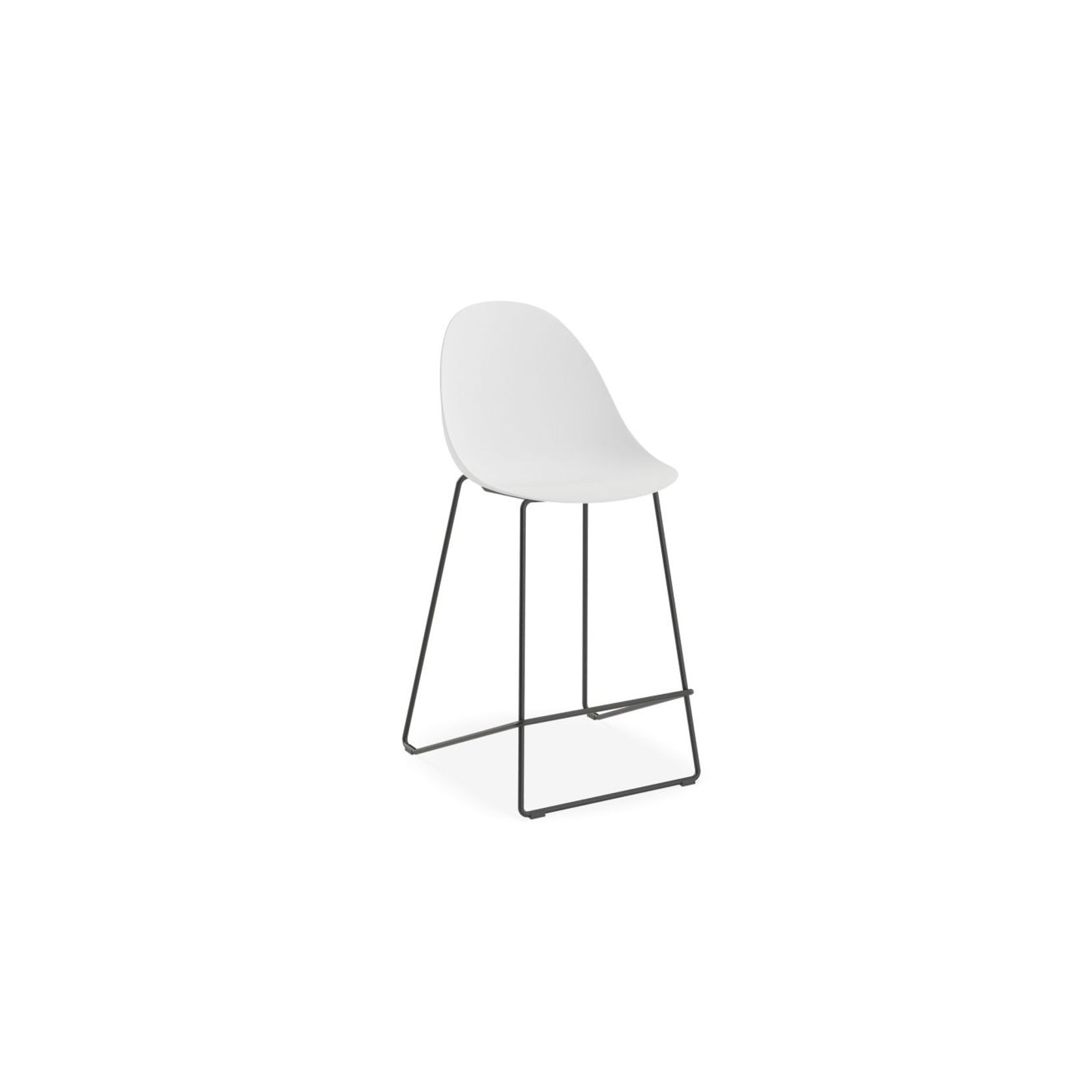 Pebble White Stool Shell Seat - Counter Stool 65cm Seat Height - White Frame gallery detail image