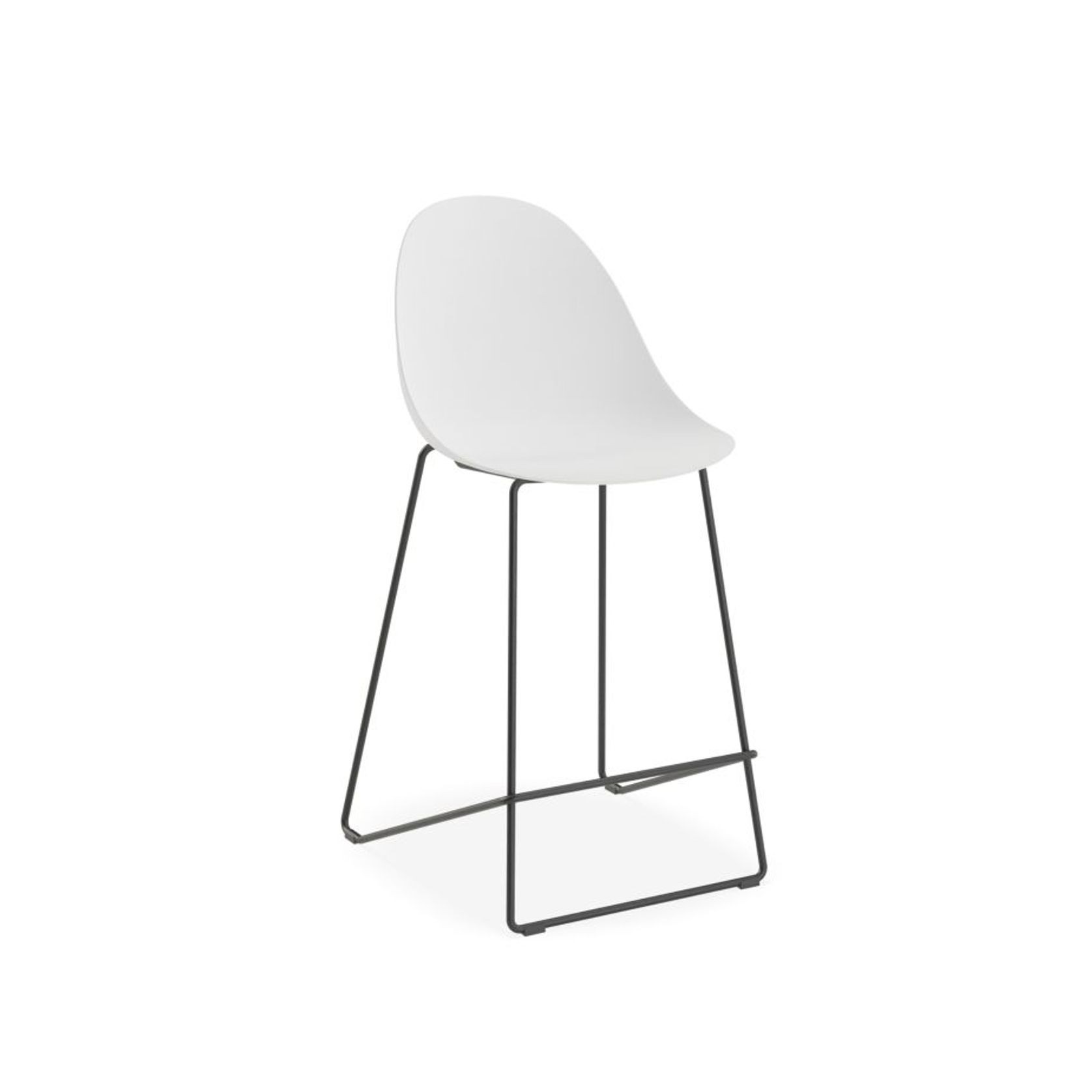 Pebble White Stool Shell Seat - Counter Stool 65cm Seat Height - Black Frame gallery detail image