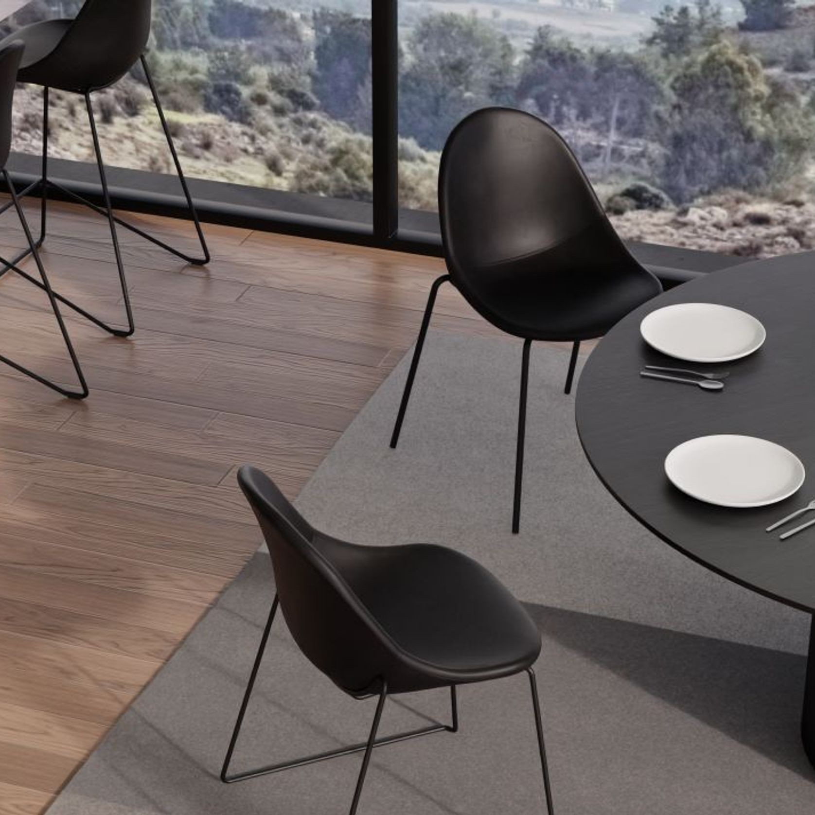 Pebble Stool Black Upholstered Vintage Seat gallery detail image