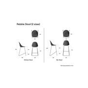 Pebble White Stool Shell Seat - Bar Stool 75cm Seat Height - Black Frame gallery detail image