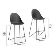 Pebble Fabric Grey Upholstered Stool -75cm Seat Height gallery detail image