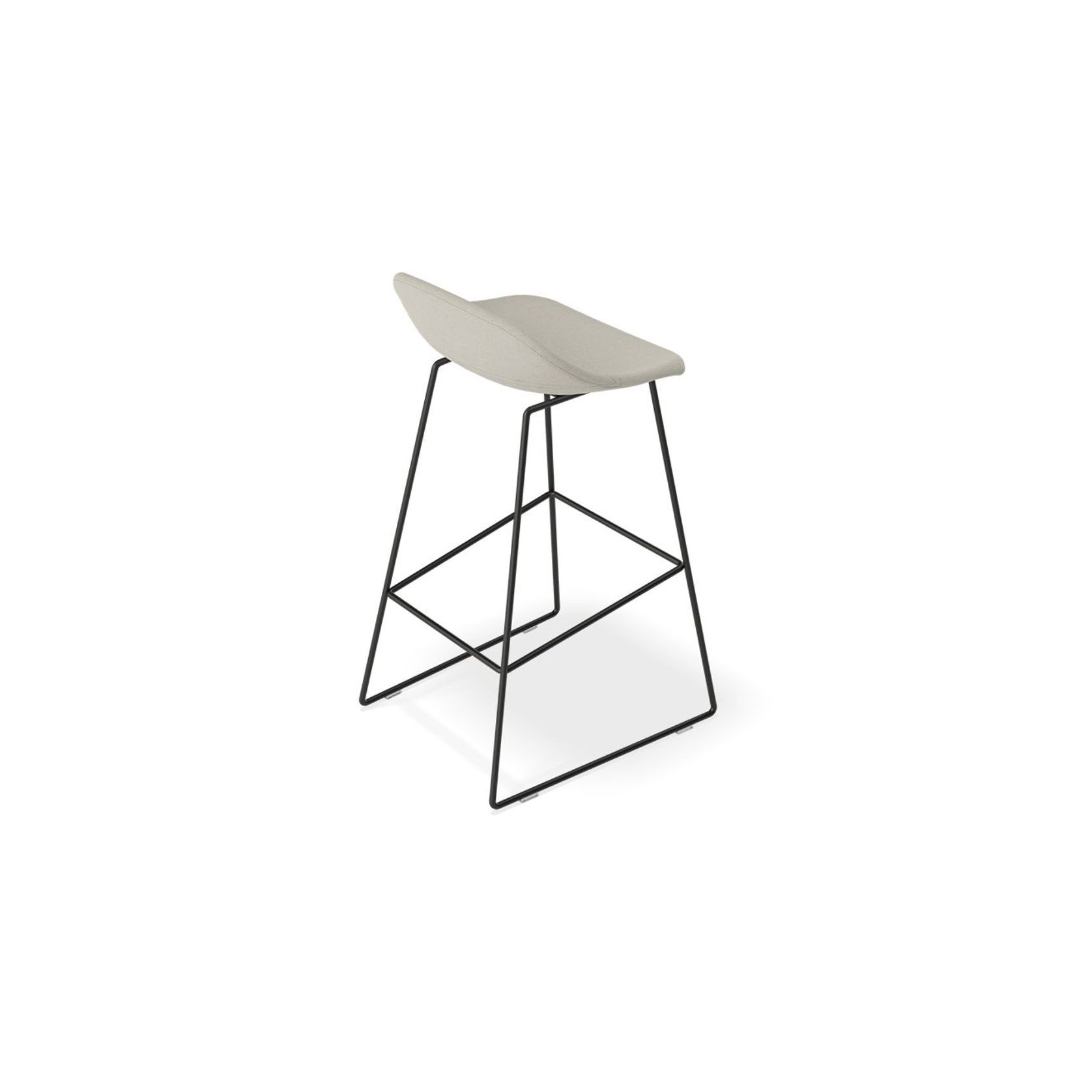Pop Stool with Black Frame and Fabric Light Grey Seat gallery detail image