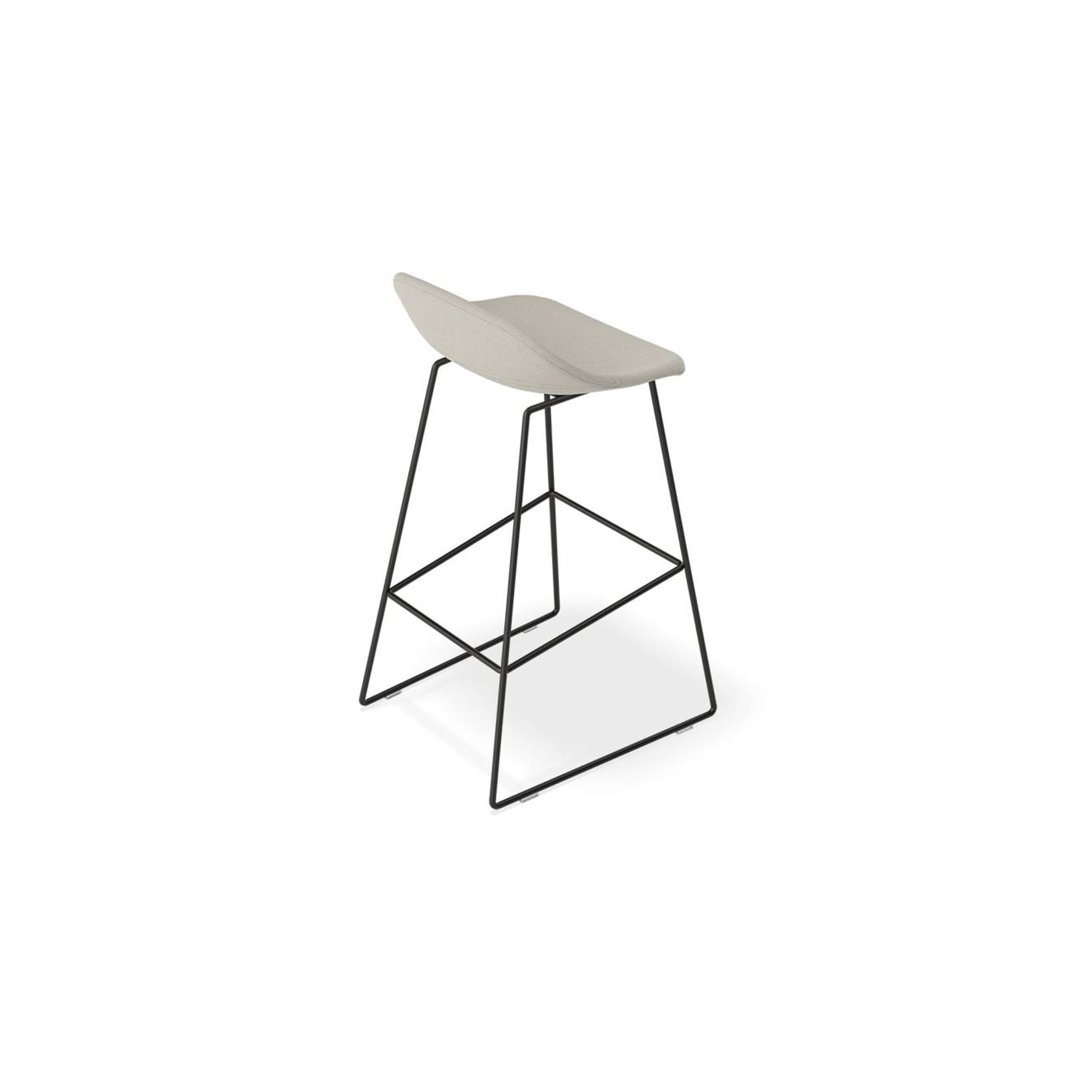 Pop Stool with Black Frame and Fabric Light Grey Seat gallery detail image