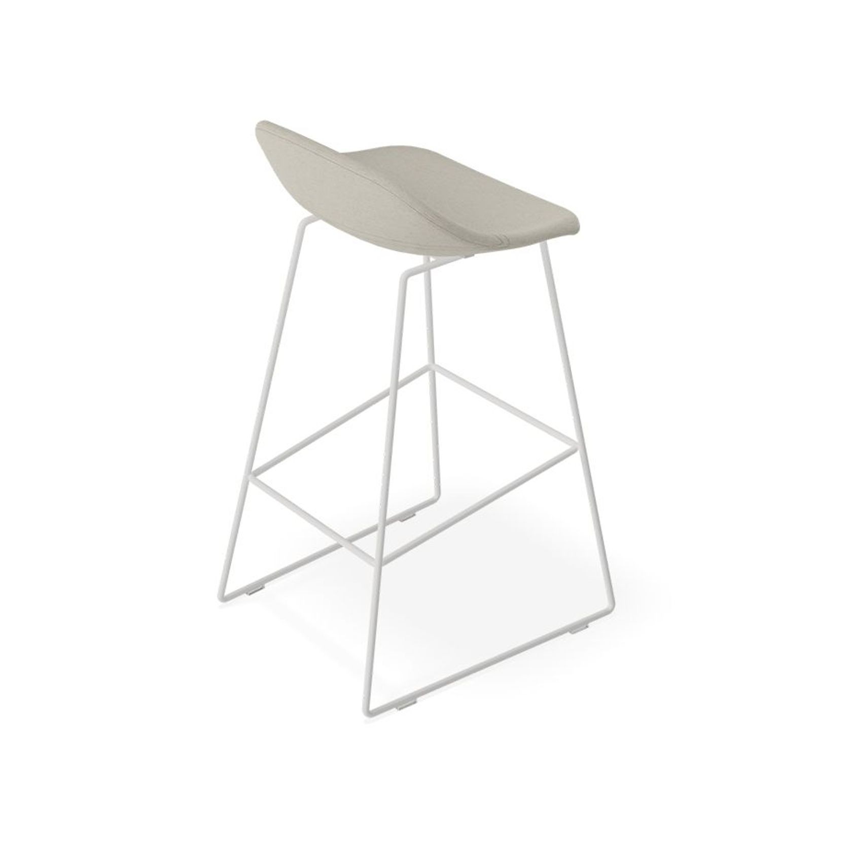 Pop Stool with White Frame and Light Grey Fabric Seat gallery detail image