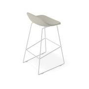 Pop Stool with White Frame and Light Grey Fabric Seat gallery detail image