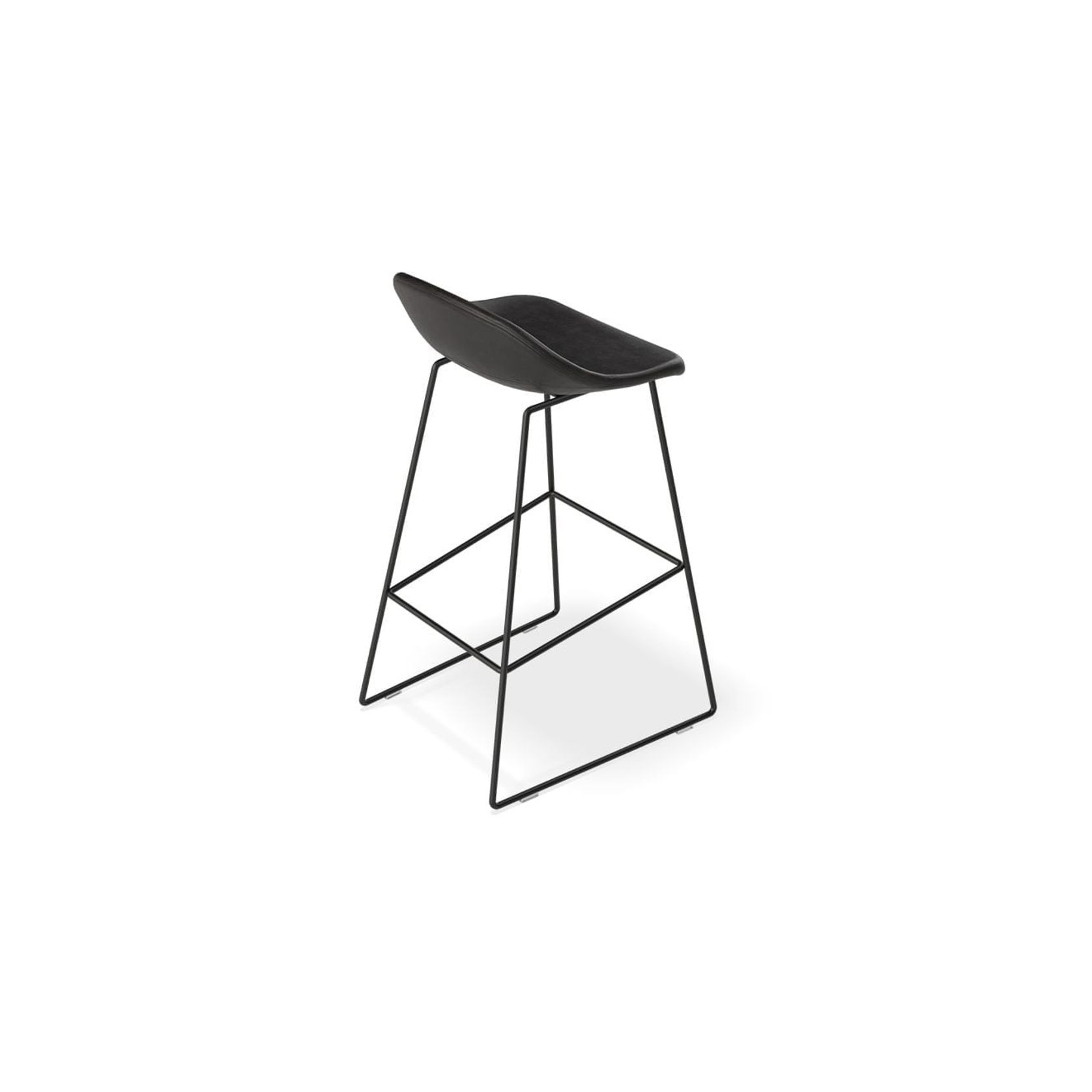 Pop Stool with Black Frame and Upholstered Vintage Black Seat gallery detail image