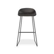 Pop Stool with Black Frame and Upholstered Vintage Black Seat gallery detail image