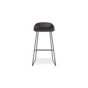 Pop Stool with Black Frame and Upholstered Vintage Black Seat gallery detail image