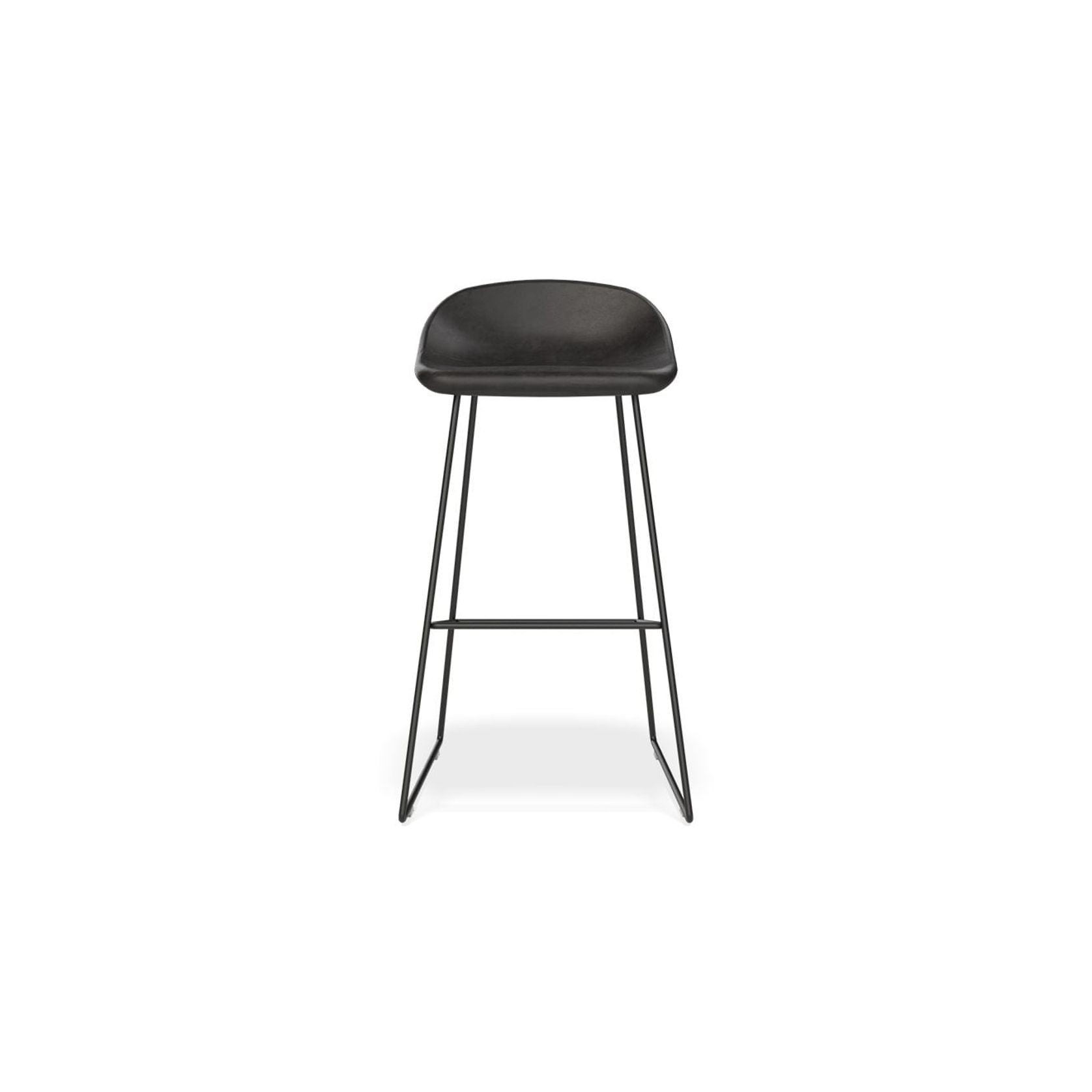 Pop Stool with Black Frame and Upholstered Vintage Black Seat gallery detail image