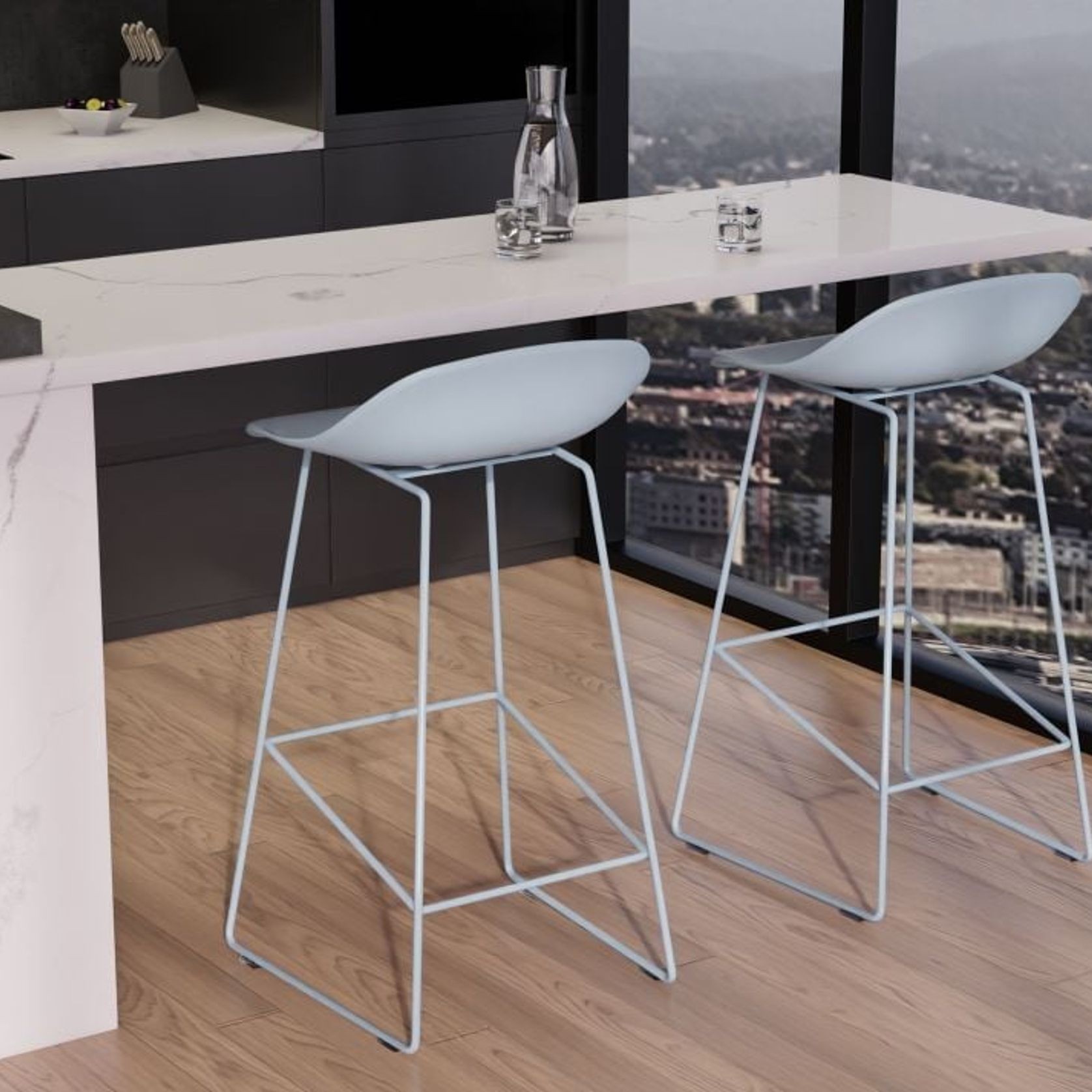 Pop Stool - Powder Blue Frame and Shell Seat gallery detail image