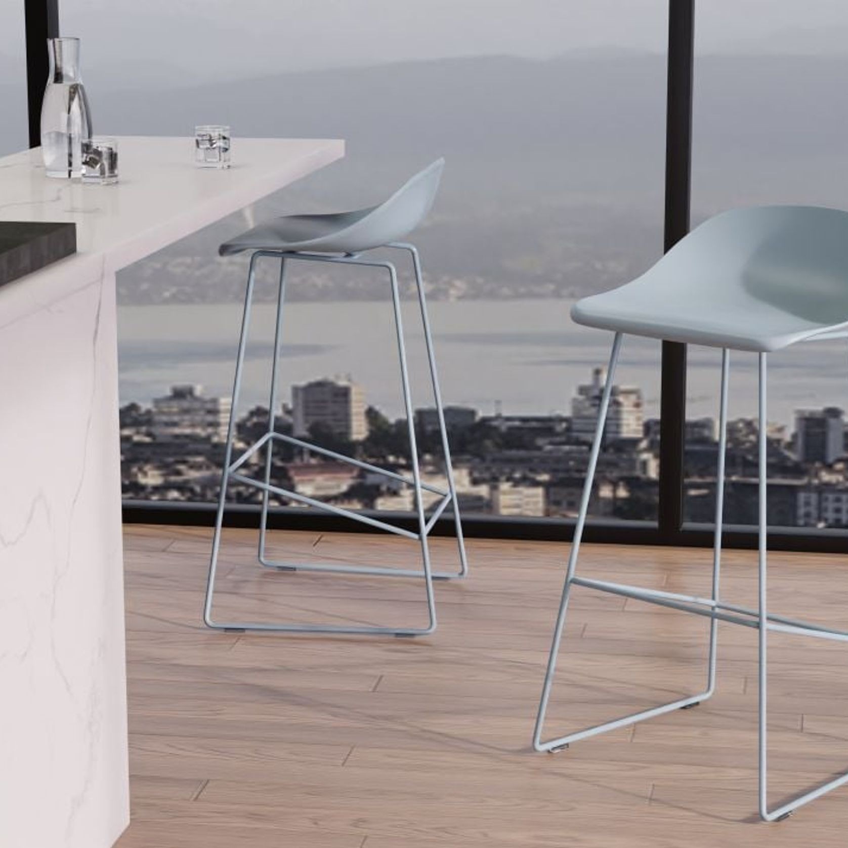 Pop Stool - Powder Blue Frame and Shell Seat gallery detail image