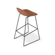 Pop Stool with Black Frame and Upholstered Vintage Tan Seat gallery detail image