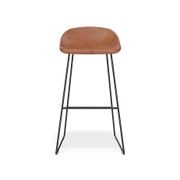 Pop Stool with Black Frame and Upholstered Vintage Tan Seat gallery detail image