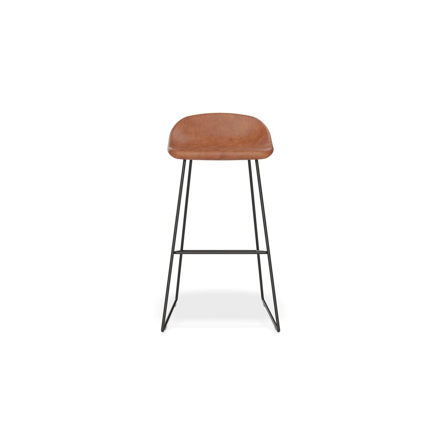 Pop Stool with Black Frame and Upholstered Vintage Tan Seat gallery detail image