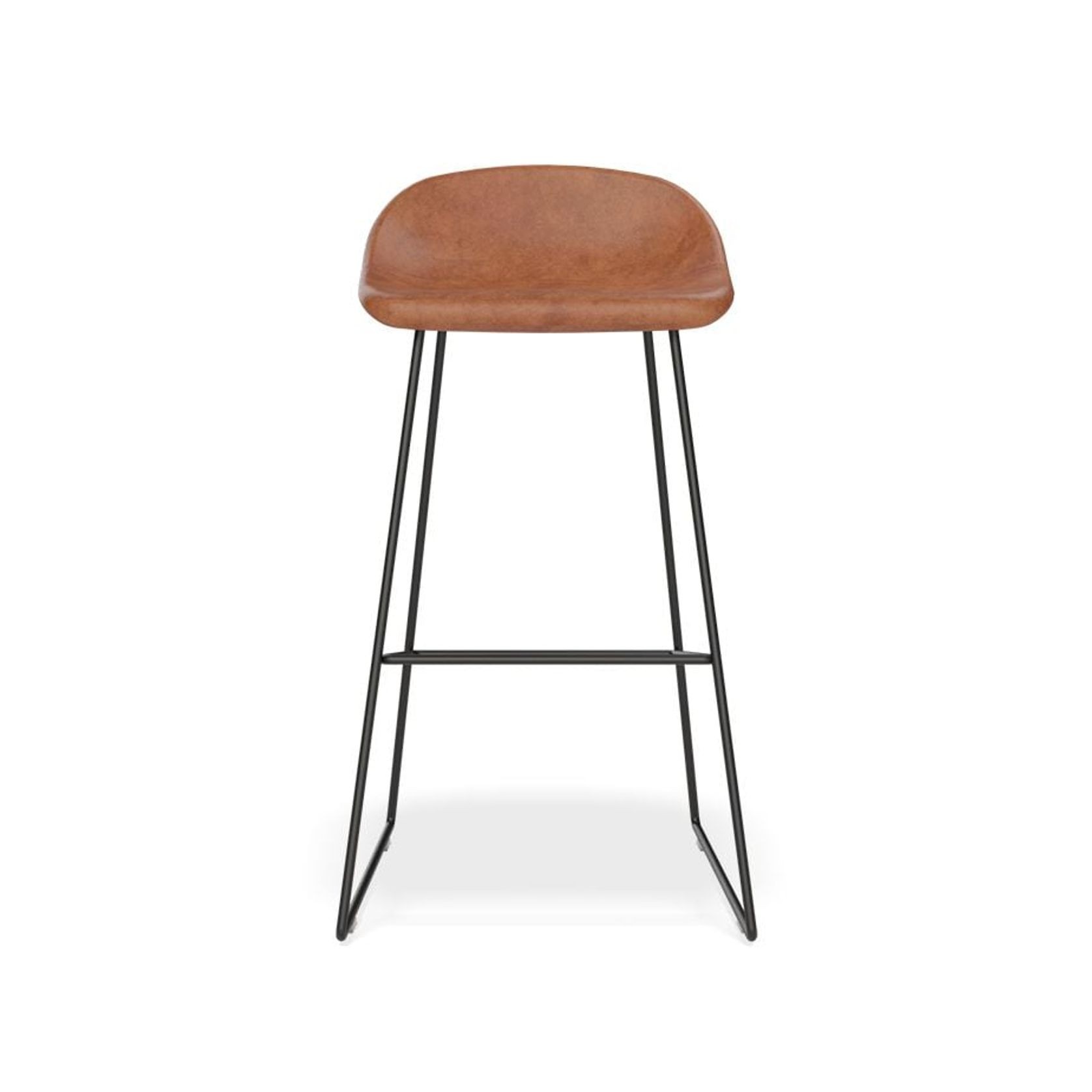 Pop Stool with Black Frame and Upholstered Vintage Tan Seat gallery detail image