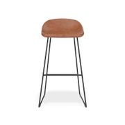 Pop Stool with Black Frame and Upholstered Vintage Tan Seat gallery detail image