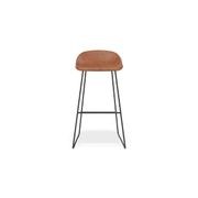 Pop Stool with Black Frame and Upholstered Vintage Tan Seat gallery detail image