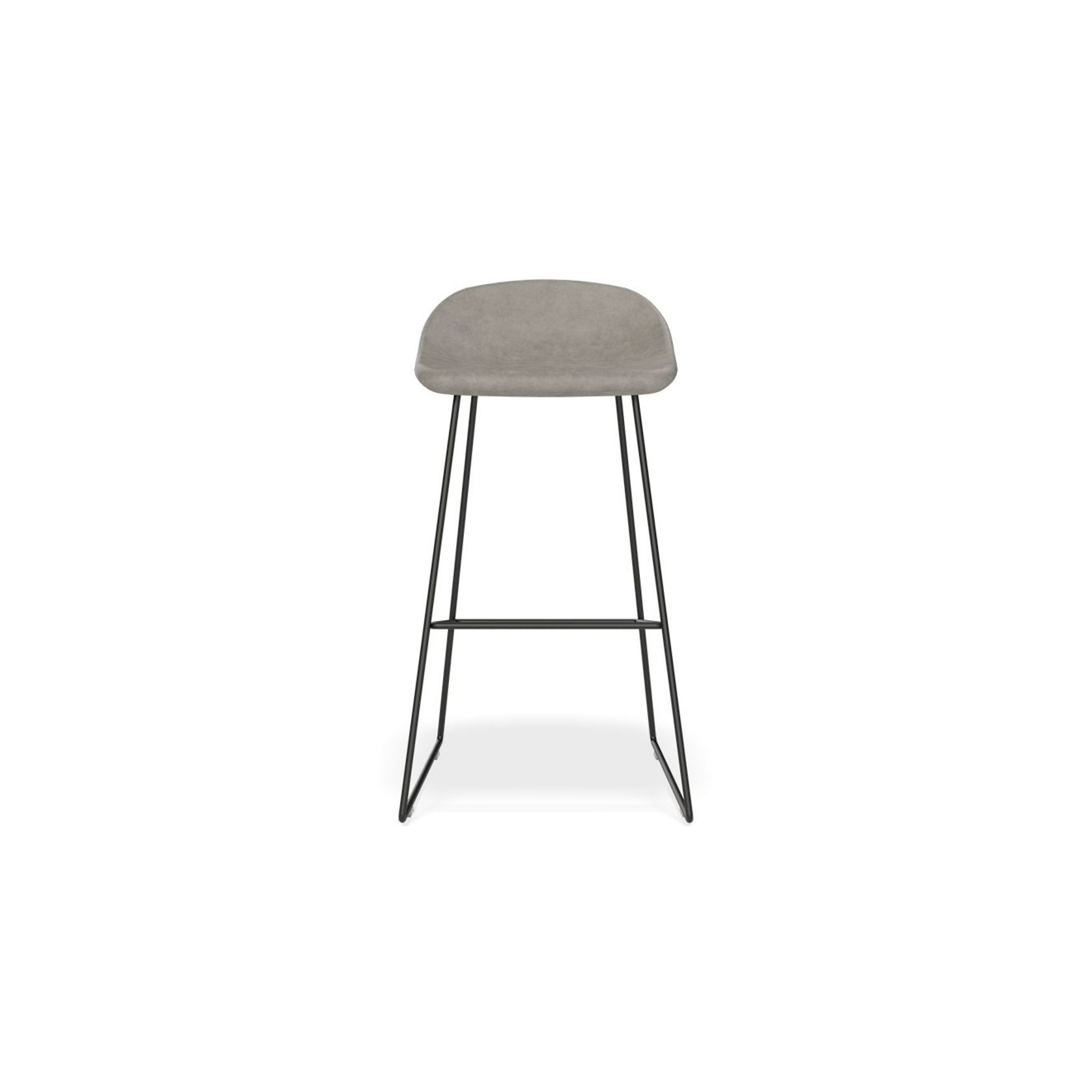 Pop Stool with Black Frame and Upholstered Vintage Grey Seat - 75cm gallery detail image