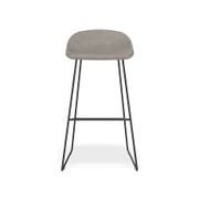 Pop Stool with Black Frame and Upholstered Vintage Grey Seat gallery detail image