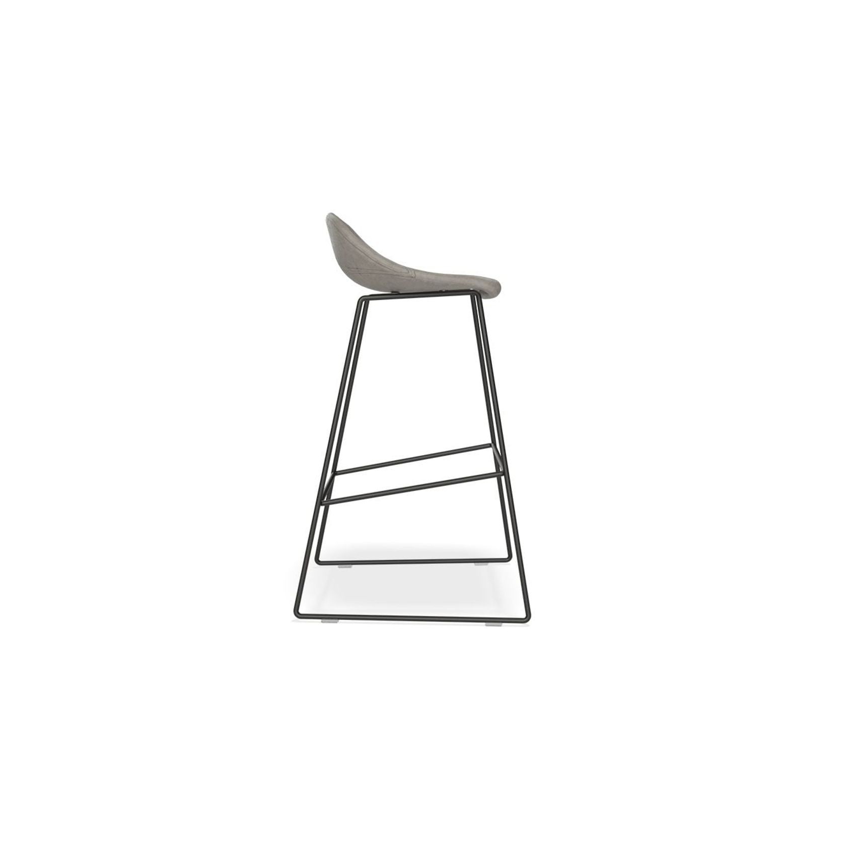 Pop Stool with Black Frame and Upholstered Vintage Grey Seat gallery detail image