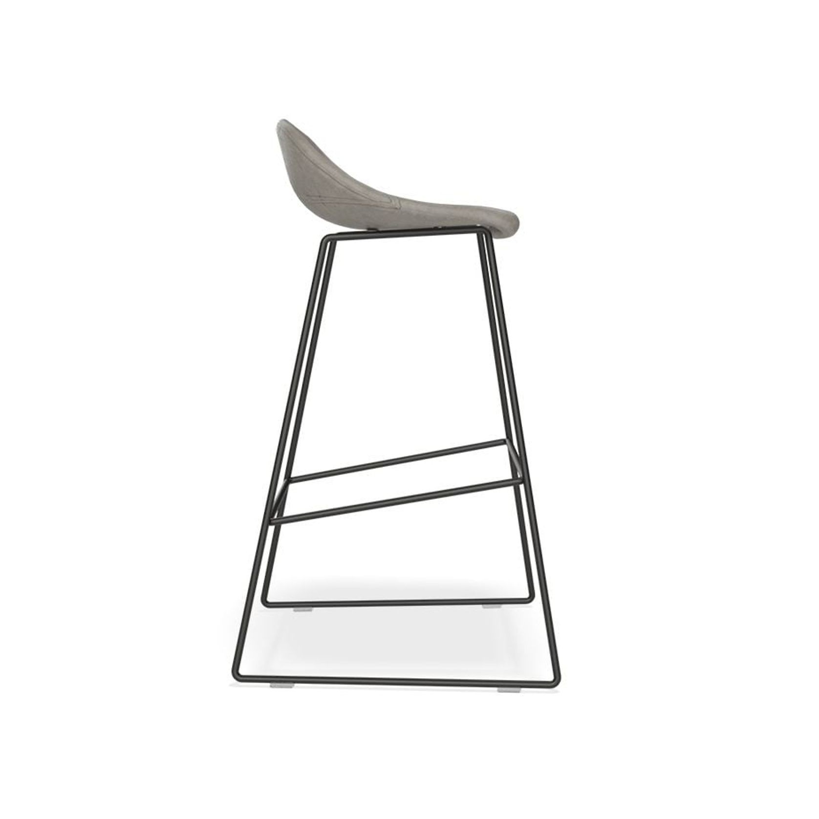 Pop Stool with Black Frame and Upholstered Vintage Grey Seat gallery detail image