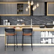 Rylie Stool Black with Vegan Leather Seat gallery detail image