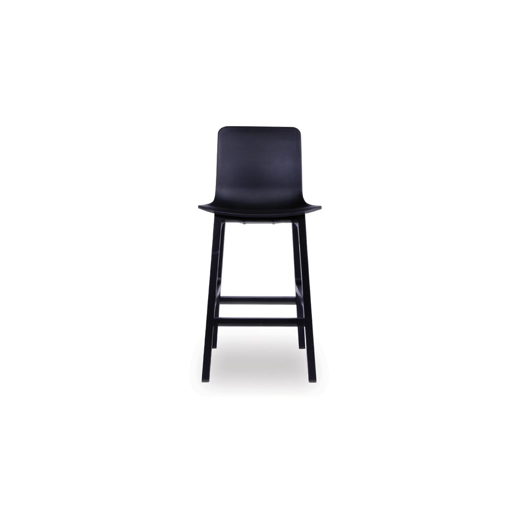 Ara Stool - Black - Black Shell - Kitchen Bench Seat Height 65cm - Black Seat - Black Ash legs gallery detail image