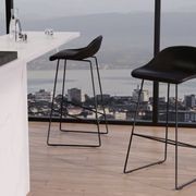 Pop Stool with Black Frame and Upholstered Vintage Black Seat gallery detail image