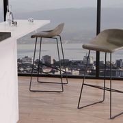 Pop Stool with Black Frame and Upholstered Vintage Grey Seat gallery detail image