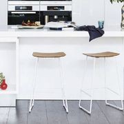 Winnie Stool -  Black Leather  - 66cm (Kitchen Bench Height) gallery detail image
