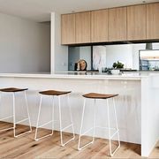 Winnie Stool -  Black Leather  - 66cm (Kitchen Bench Height) gallery detail image