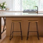 Winnie Stool -  Black Leather  - 66cm (Kitchen Bench Height) gallery detail image