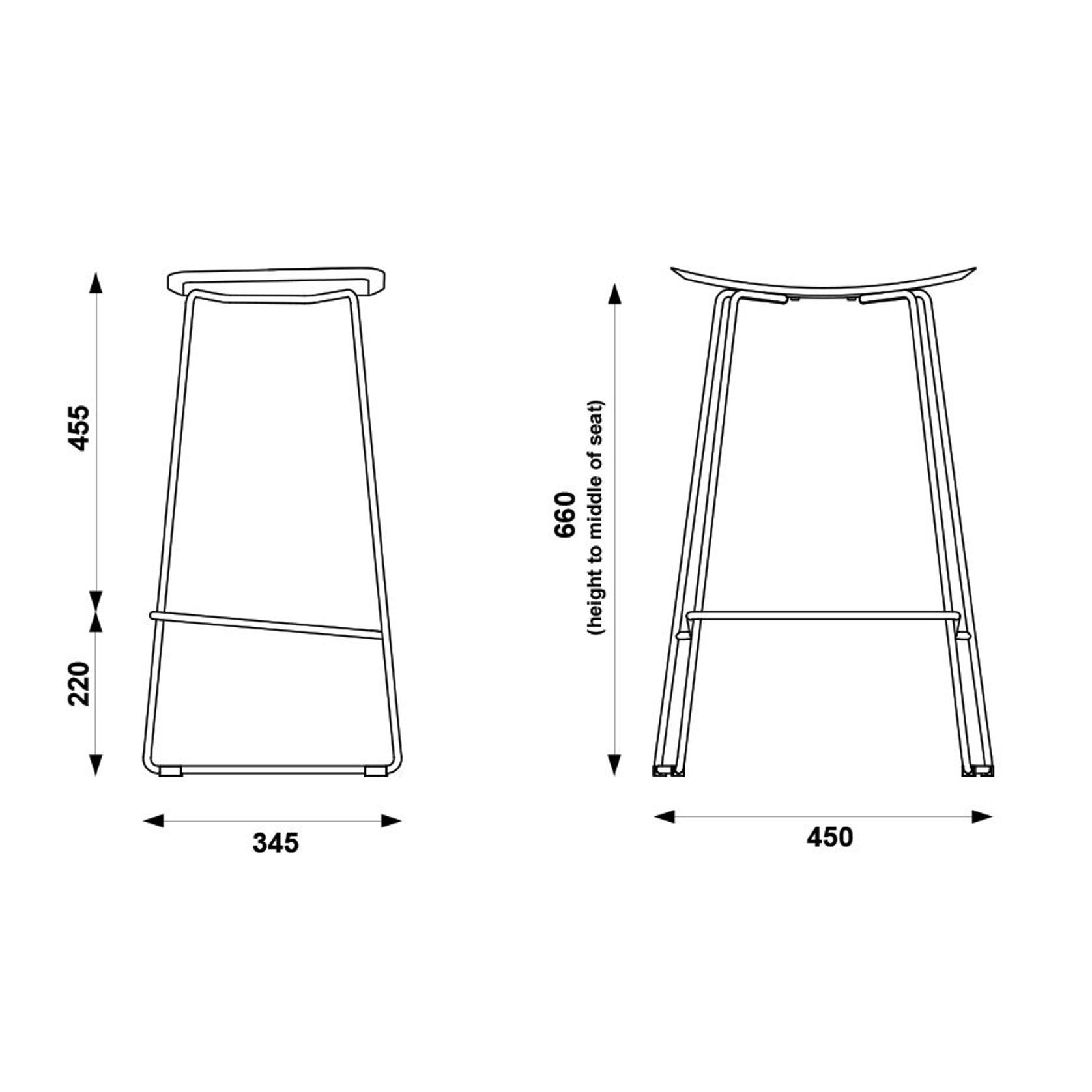 Winnie Stool -  Black Leather  - 66cm (Kitchen Bench Height) gallery detail image