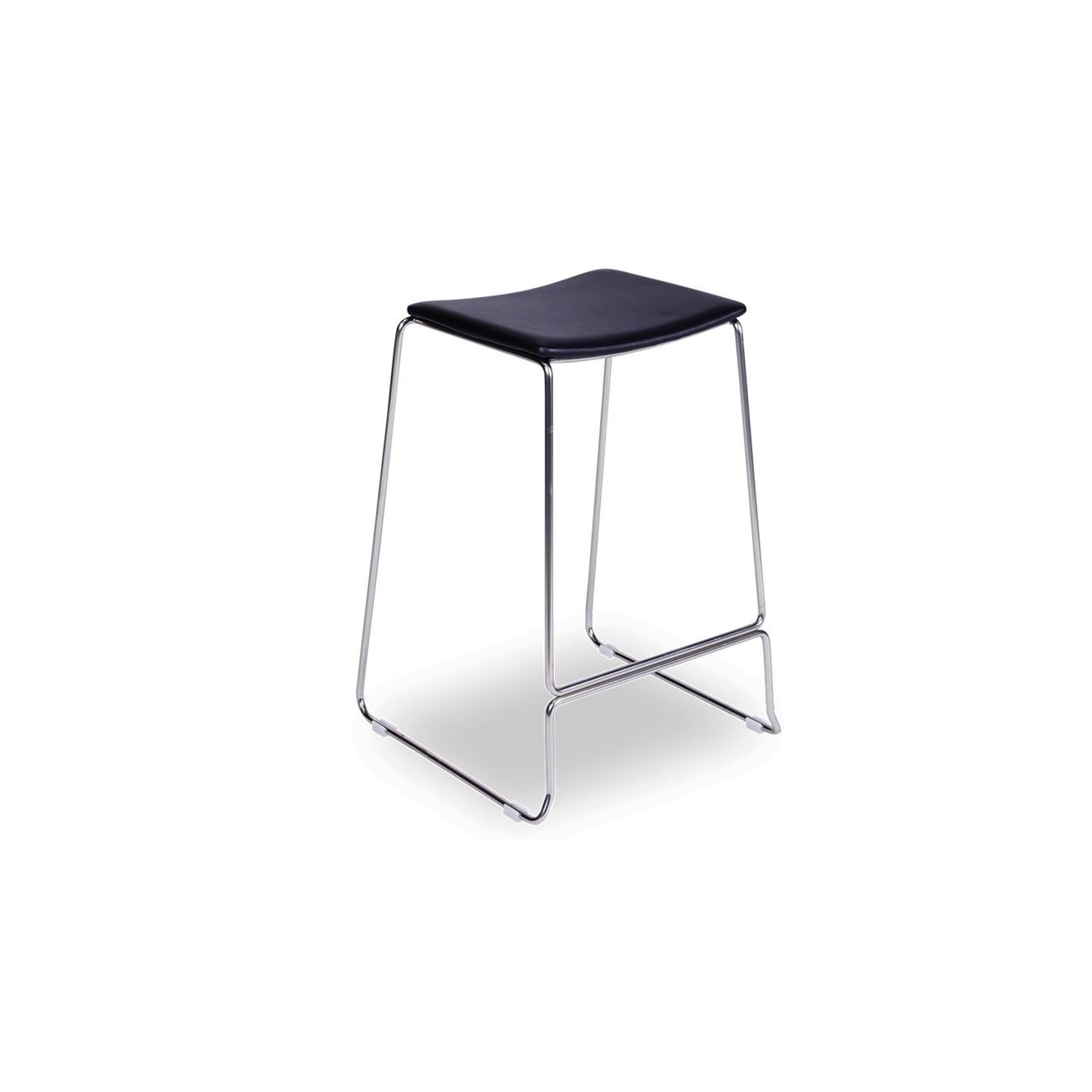 Ardent Stool - Brushed Steel - Black Pad gallery detail image
