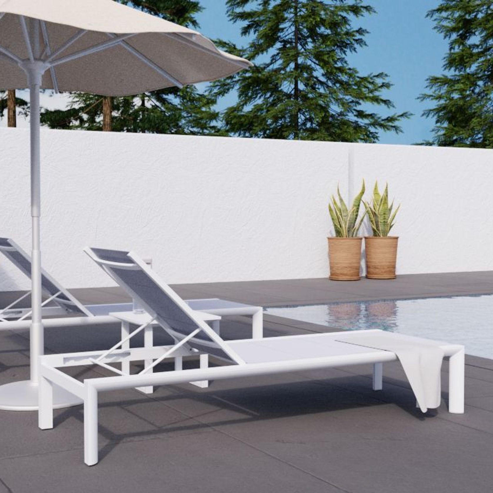 Alvor Sun Lounge - White - Light Grey Mesh gallery detail image