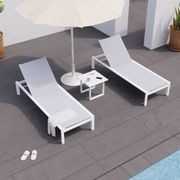 Alvor Sun Lounge - White - Light Grey Mesh gallery detail image