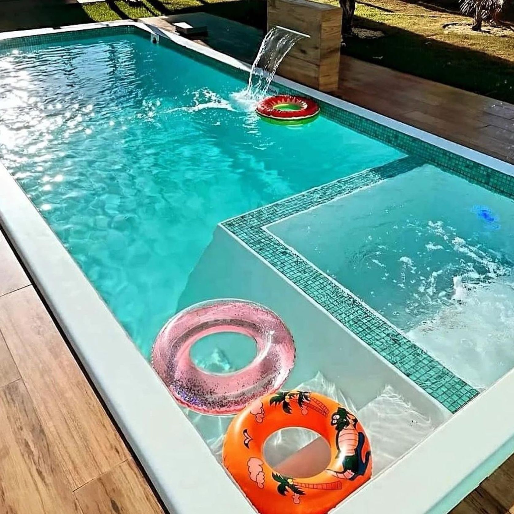 Tile Lined Swimming Pool with built-in spa included gallery detail image