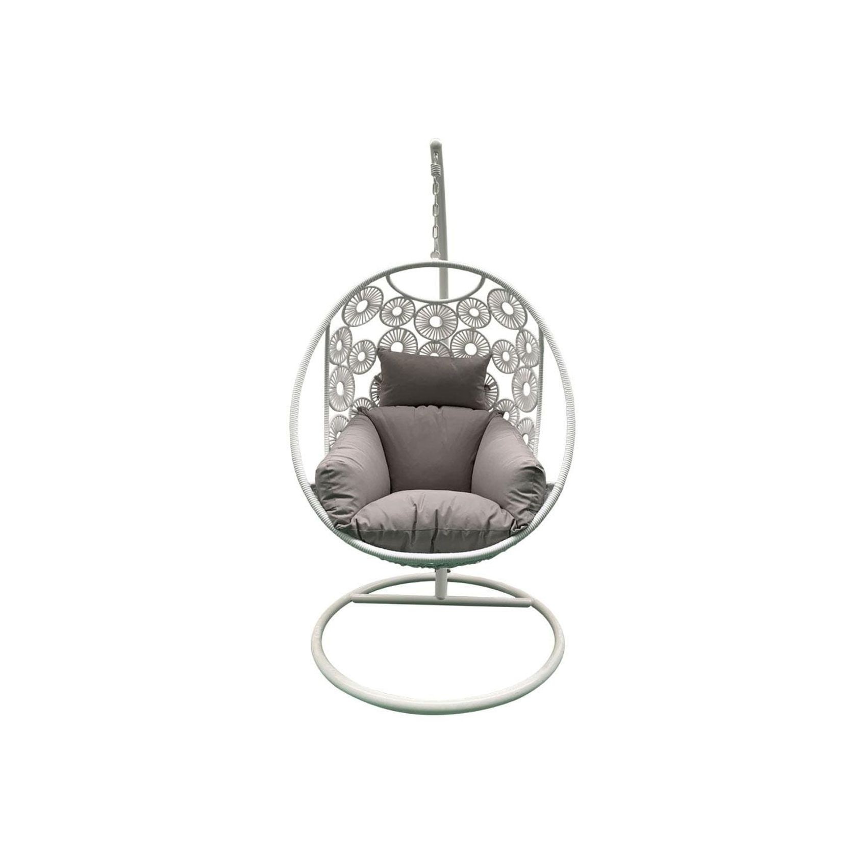 Havana Hanging Egg Chair in White with Stand gallery detail image