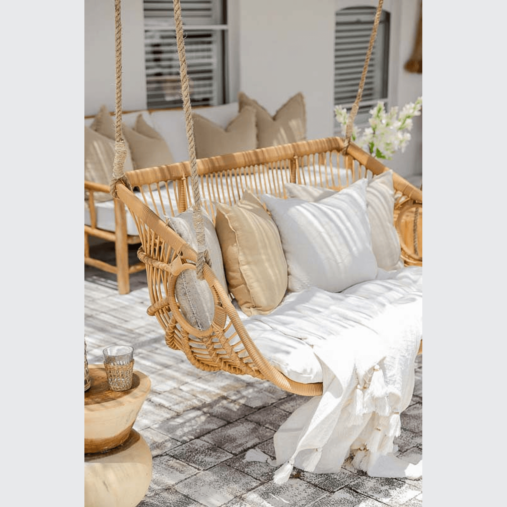 Bari Outdoor Double Hanging Chair – Natural gallery detail image