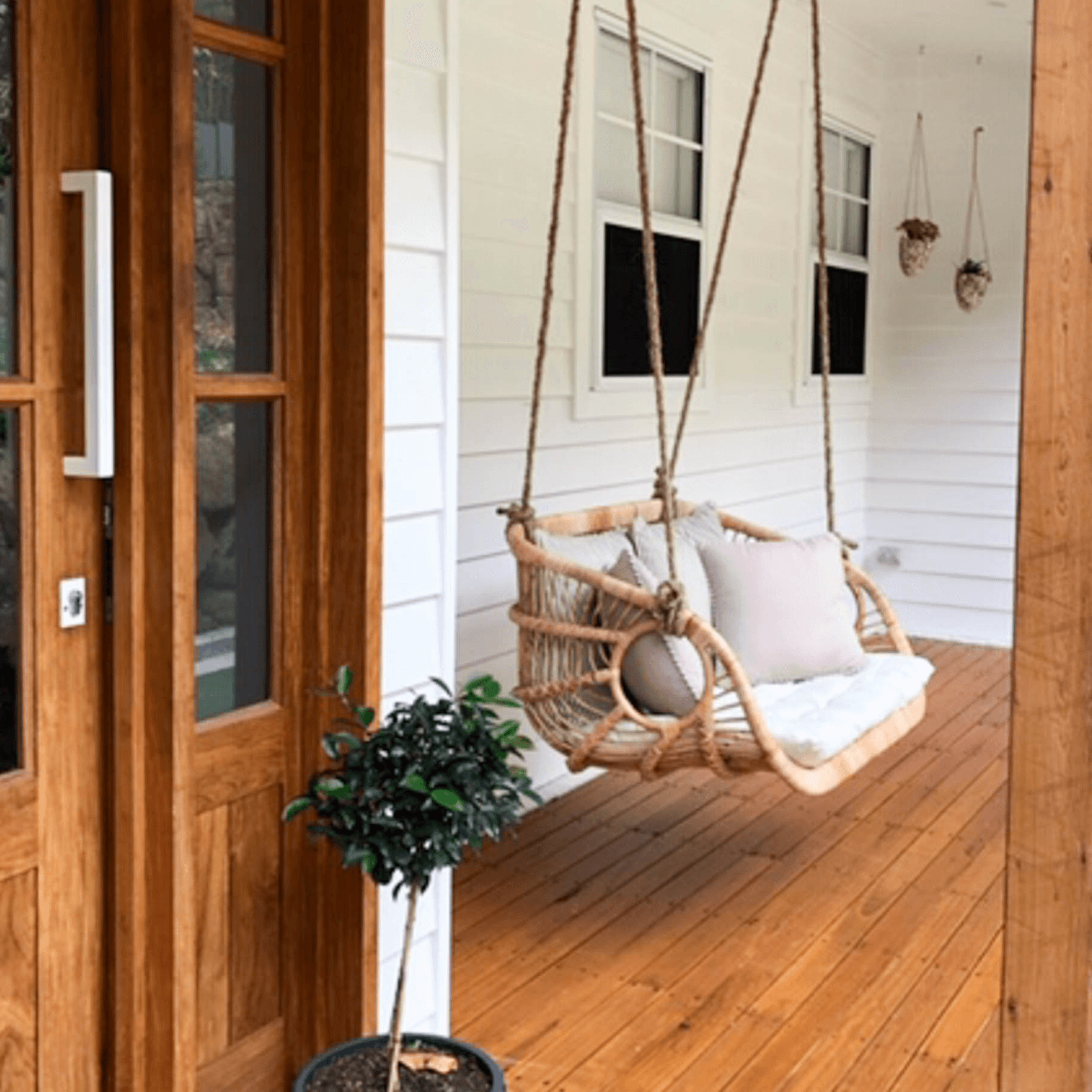 Bari Outdoor Double Hanging Chair – Natural gallery detail image