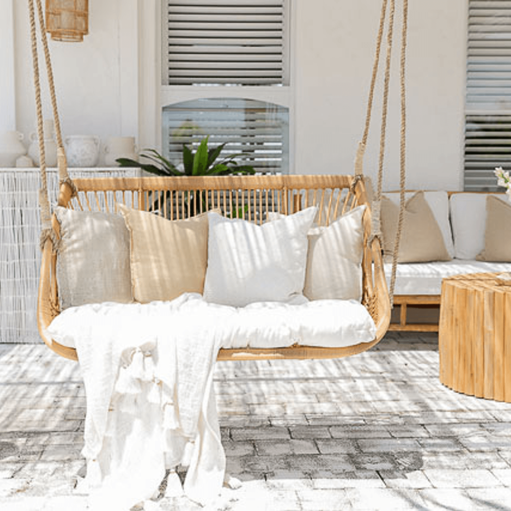 Bari Outdoor Double Hanging Chair – Natural gallery detail image