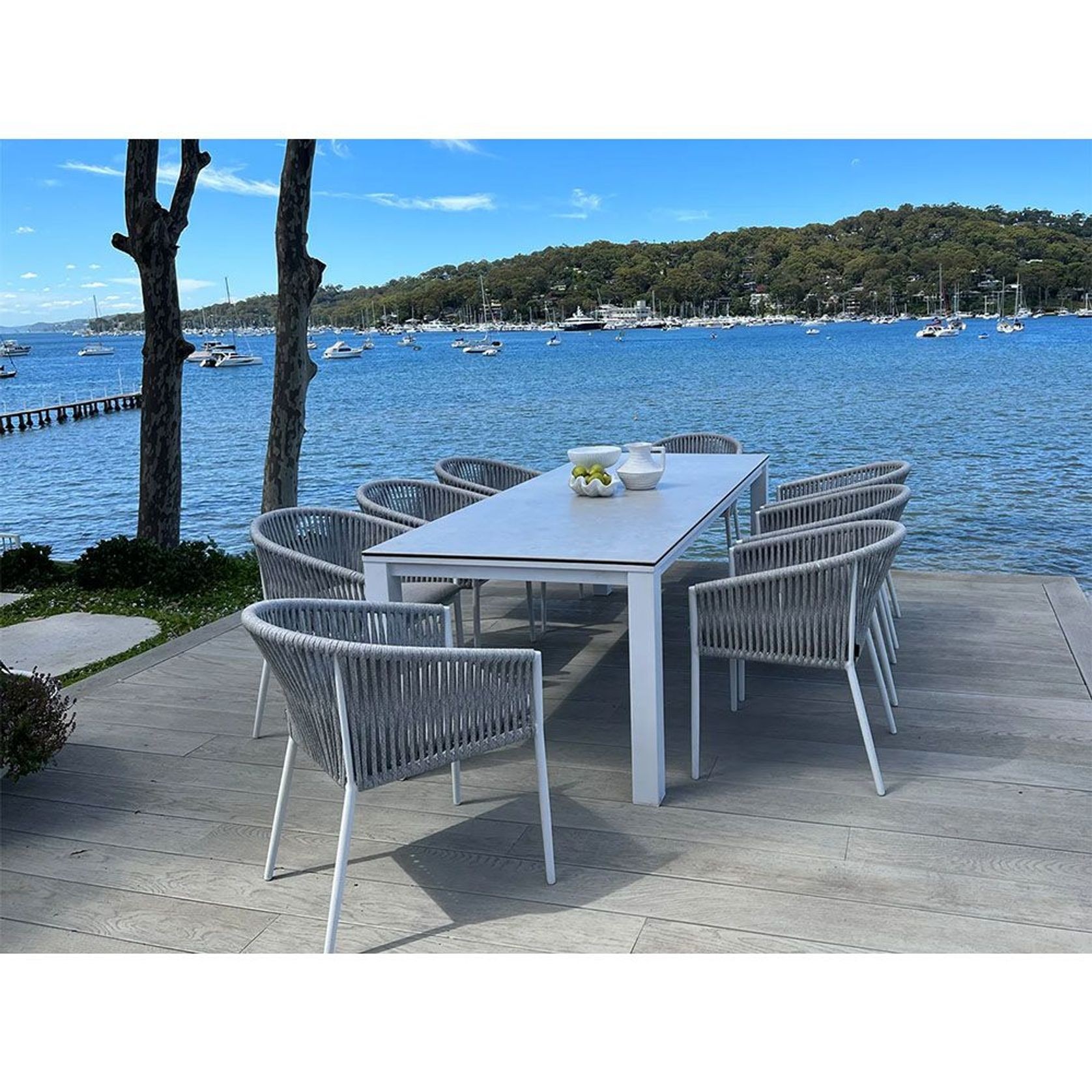 Adele Ceramic Outdoor table with 8x Gizella Chairs ArchiPro AU