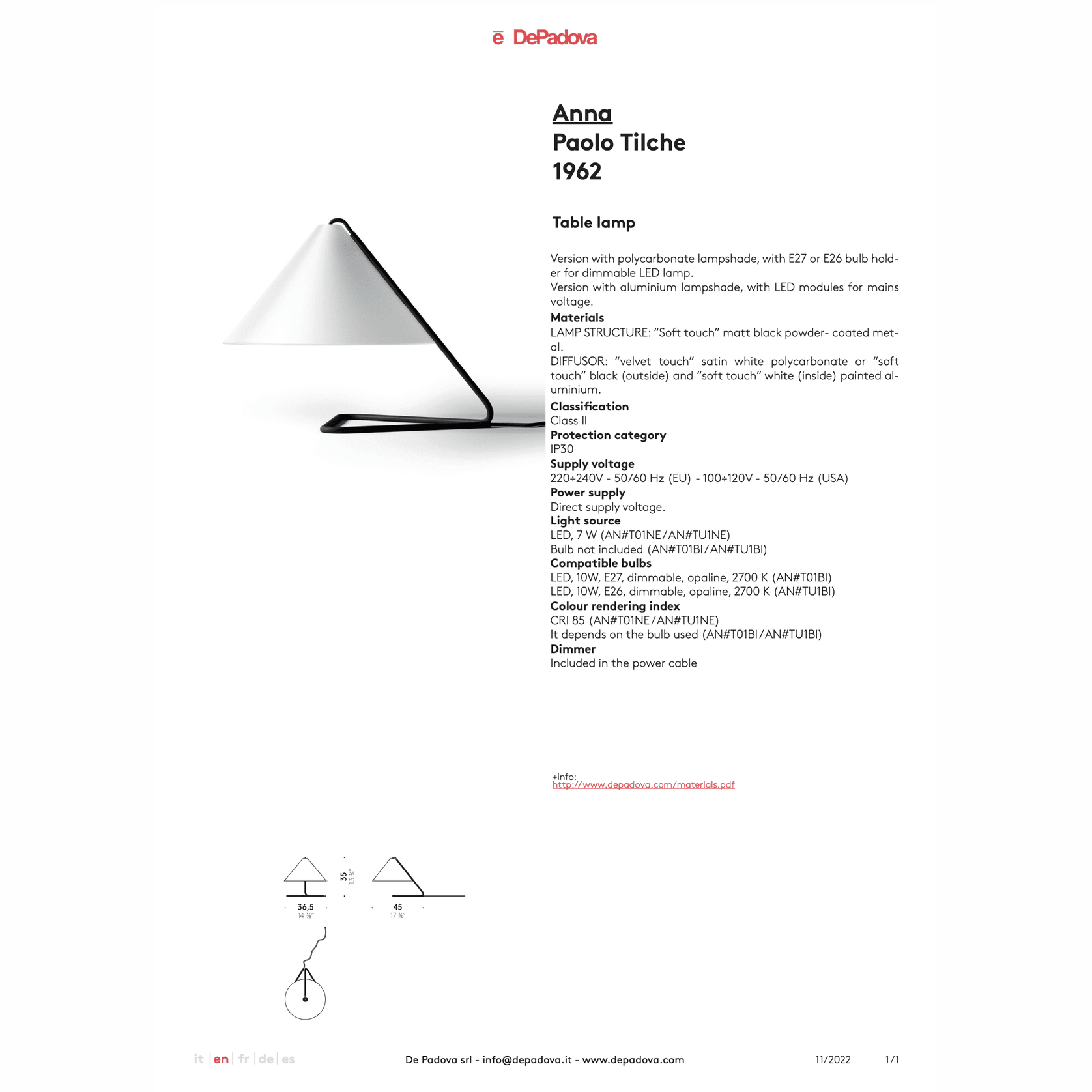 Anna Lamp by DePadova gallery detail image